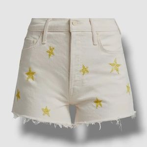 Mother Women's Ivory Tomcat Kick High Rise Frayed Shorts Size 28 LIKE NEW